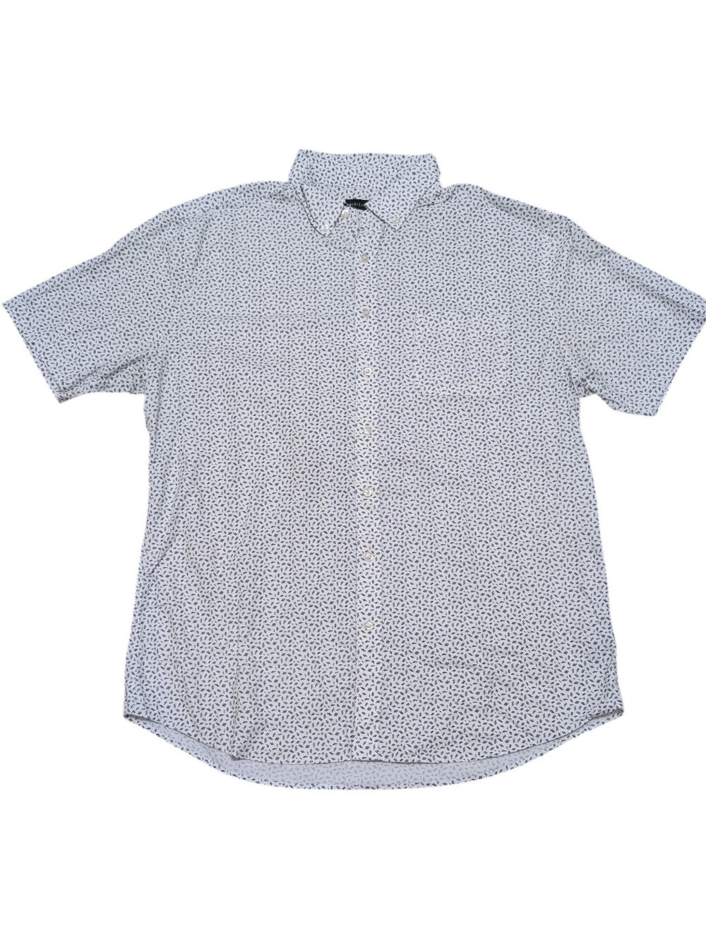 American Tall Short Sleeve Casual Button Down Top Mens XLT Black White Print